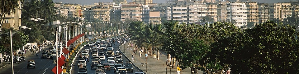 Prometni zastoj na cesti Marine Drive v Bombaju, Indija