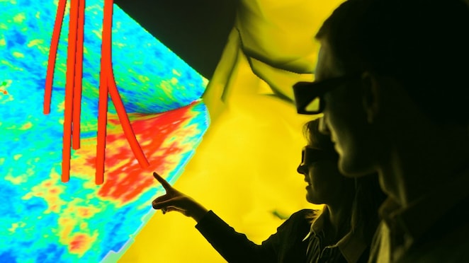 Seizmična slika prikazuje trajektorije vrtin, ki kažejo, kako je mogoče integrirati različne vire podatkov o podpovr&scaron;ju.