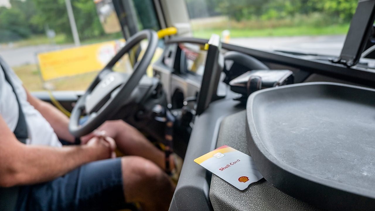 Shell Card in the truck cabin